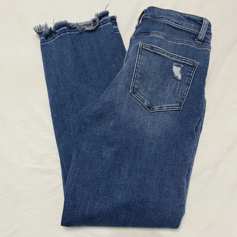 Vervet LA Womens Jeans Sz 27 Distressed High Rise Frayed Asymmetrical Button Fly